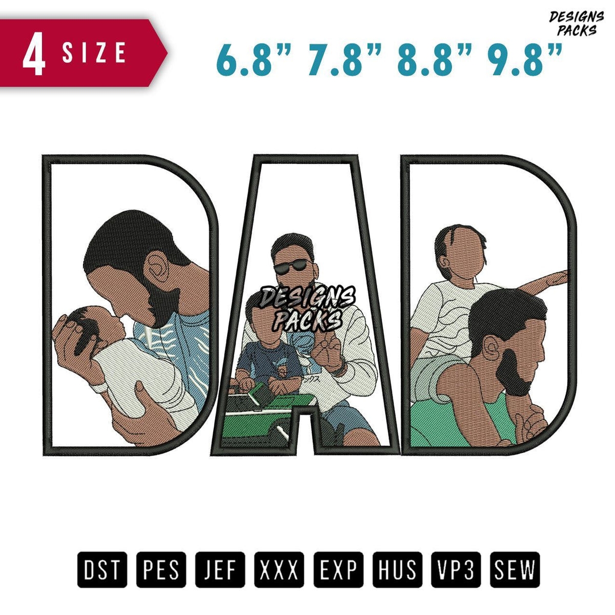 DAD peace Embroidery Design