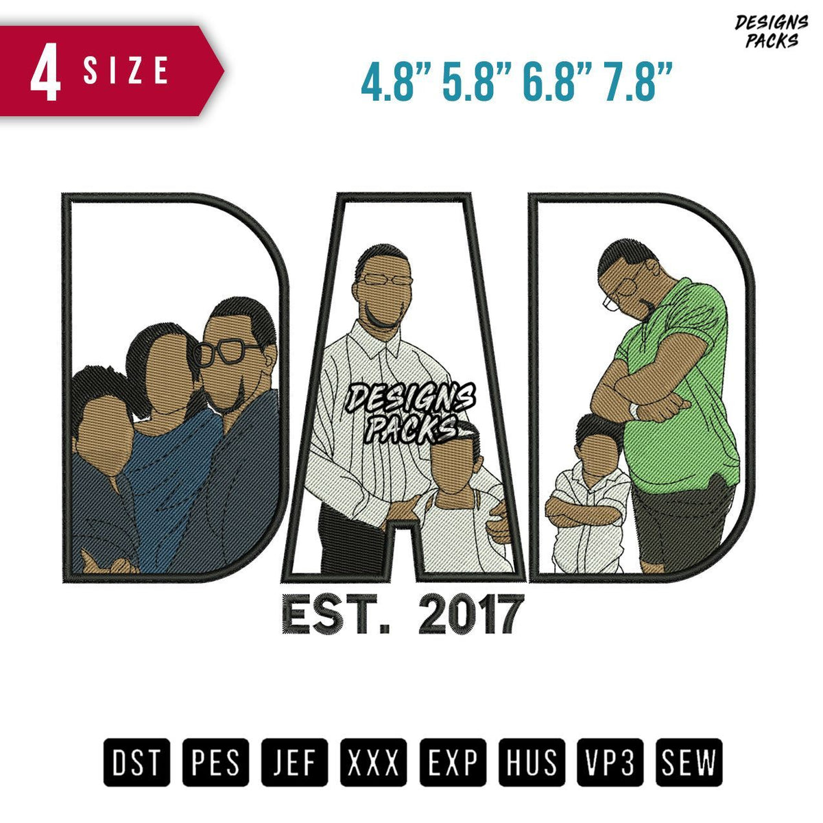 DAD Pose B Embroidery Design