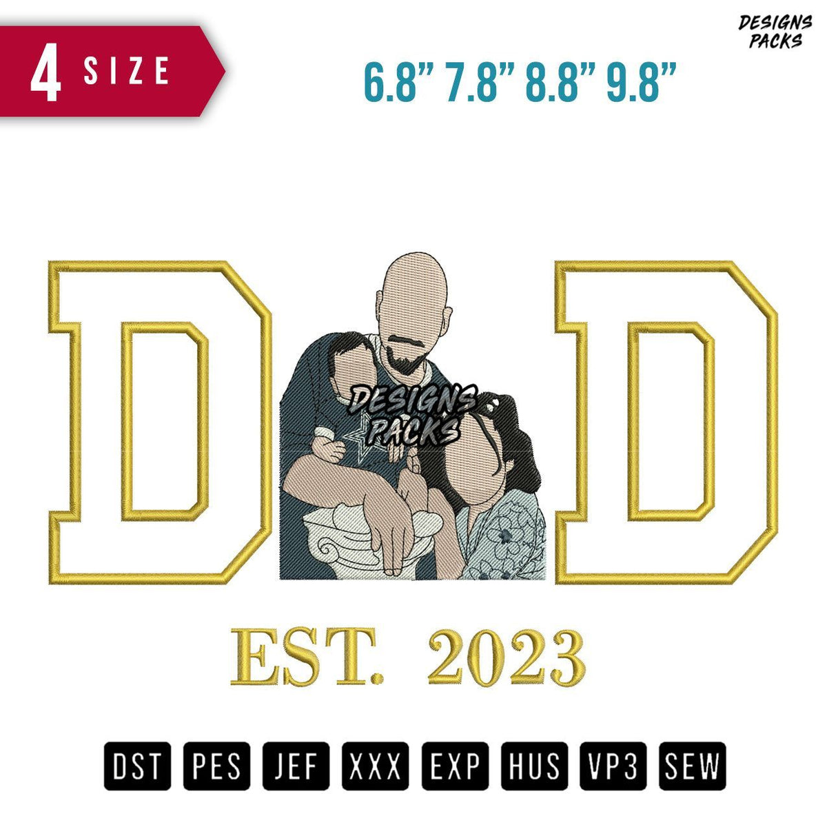 DD Bald Children Embroidery Design