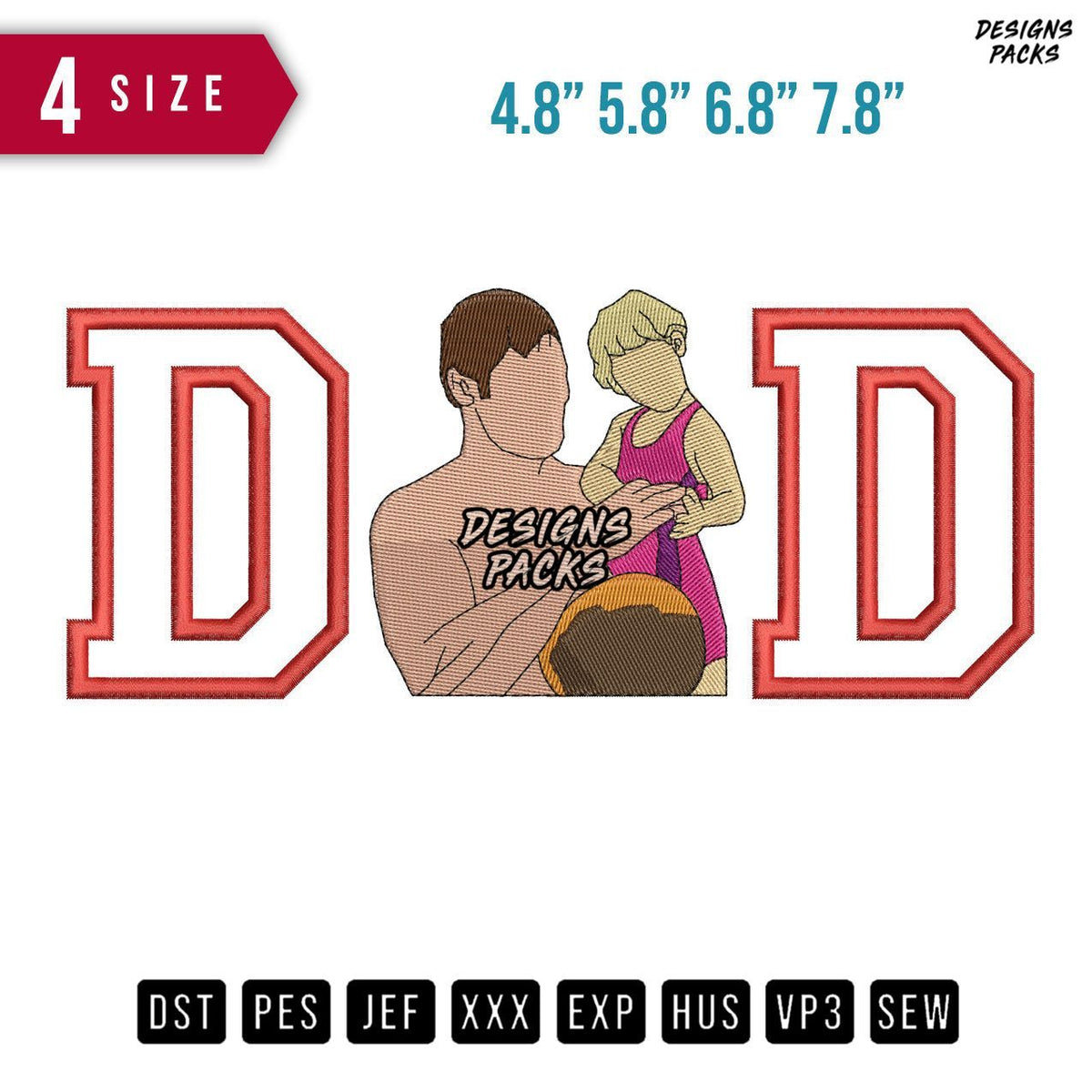 DD Father Daughter Embroidery Design