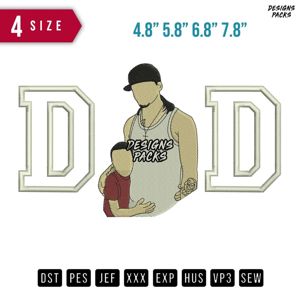DD Father Hat Son Embroidery Design