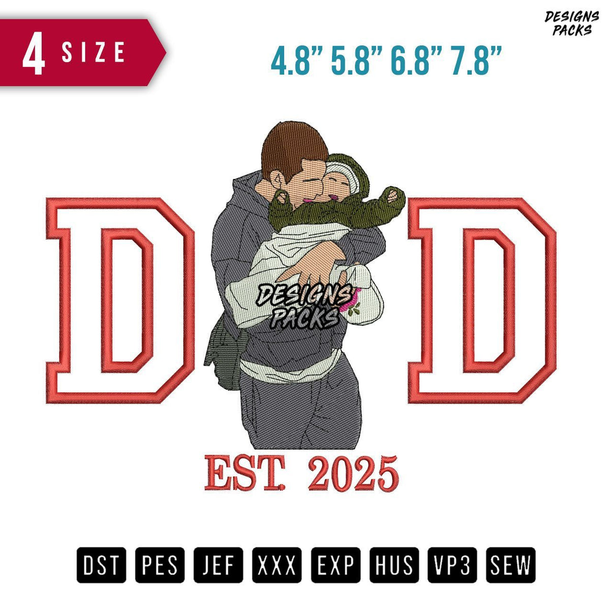 DD Kissing Baby Embroidery Design