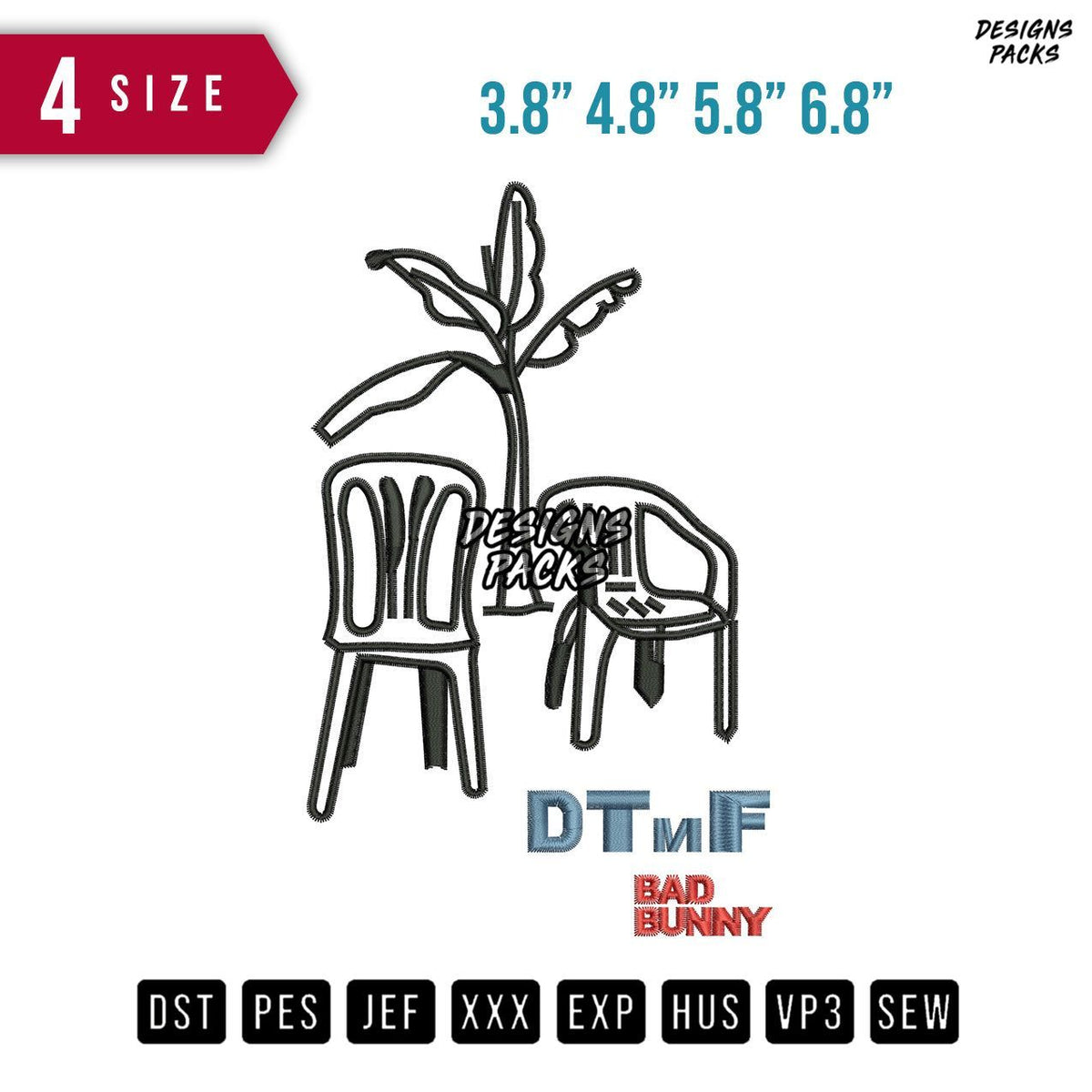 DTMF Bad Bunny Embroidery Design