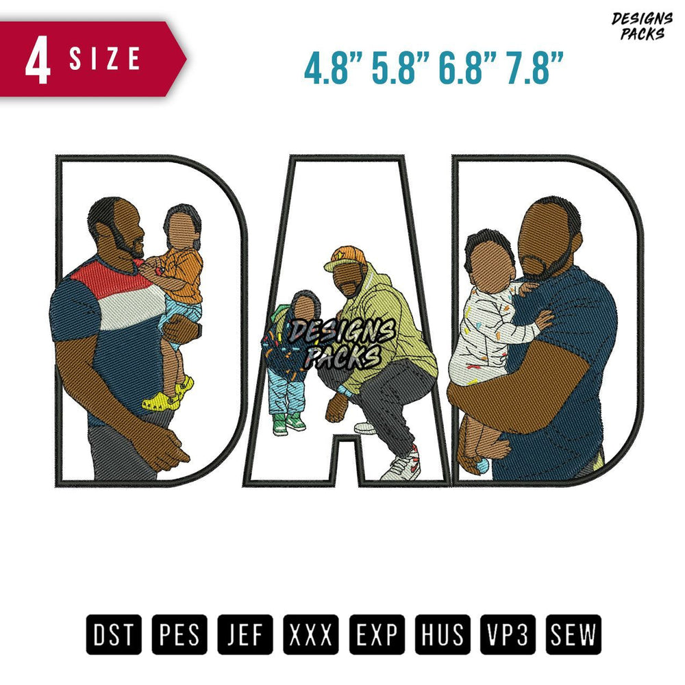 Dad 3 photos Embroidery Design