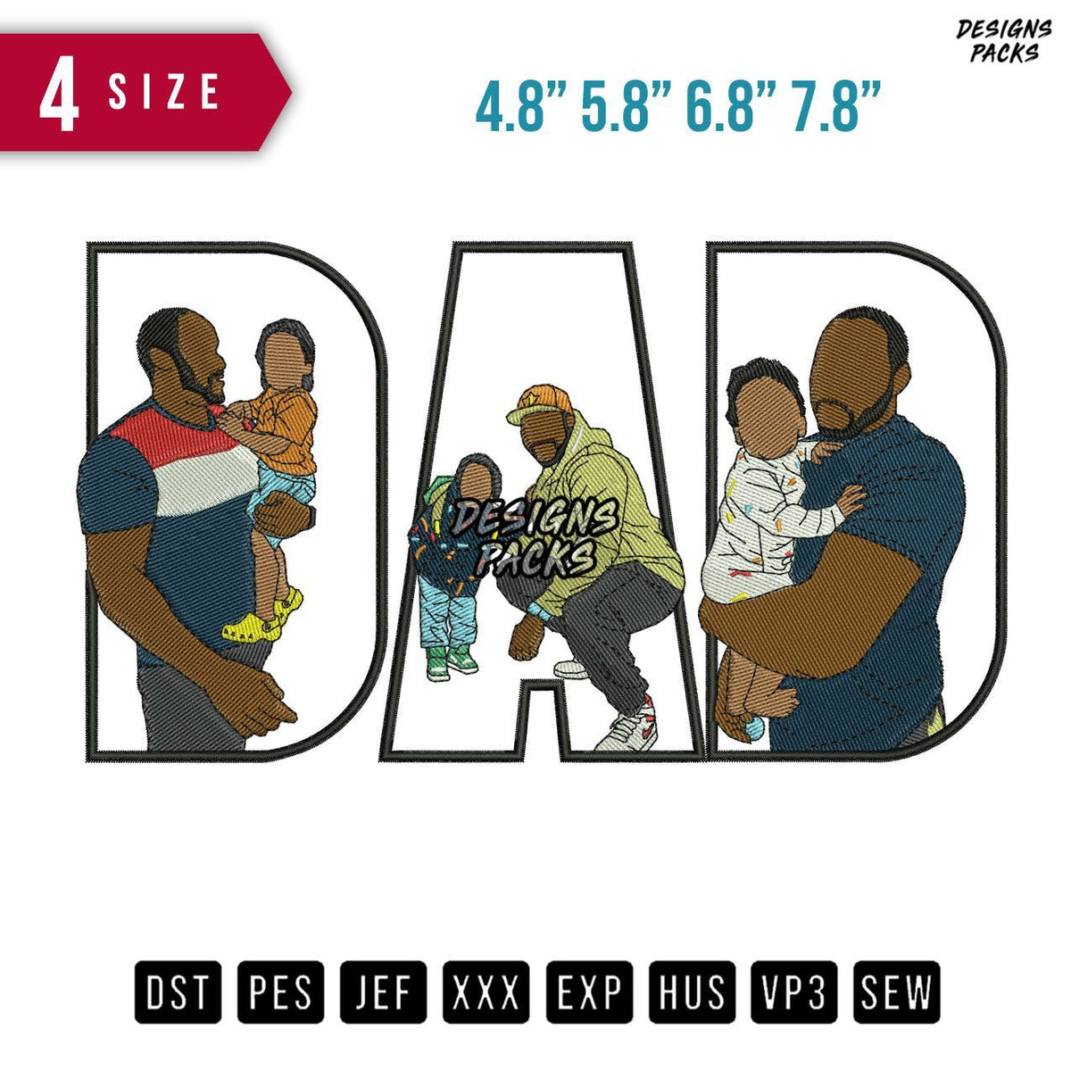 Dad 3 photos Embroidery Design