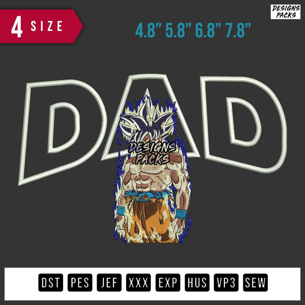 Dad Applique Dragon ballz Embroidery Design