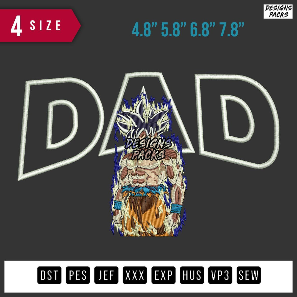 Dad Applique Dragon ballz Embroidery Design