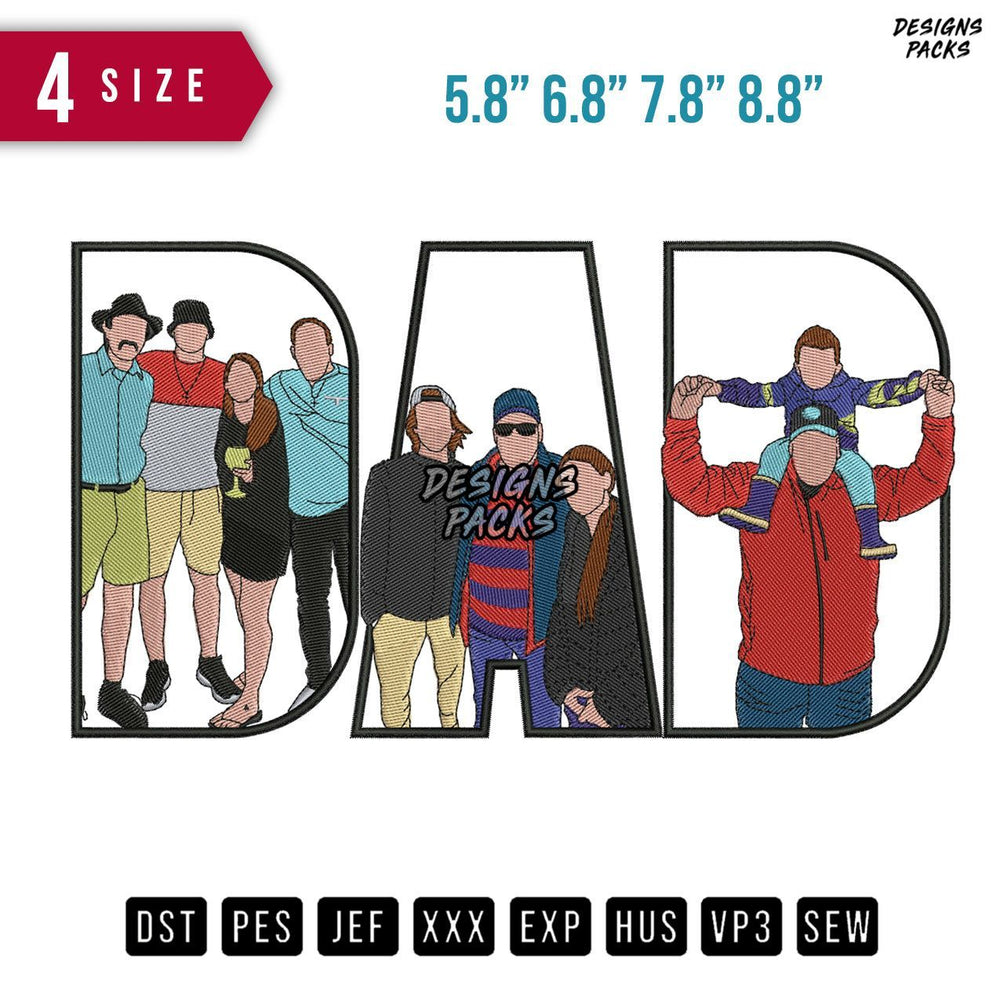 Dad Big Family Embroidery Design