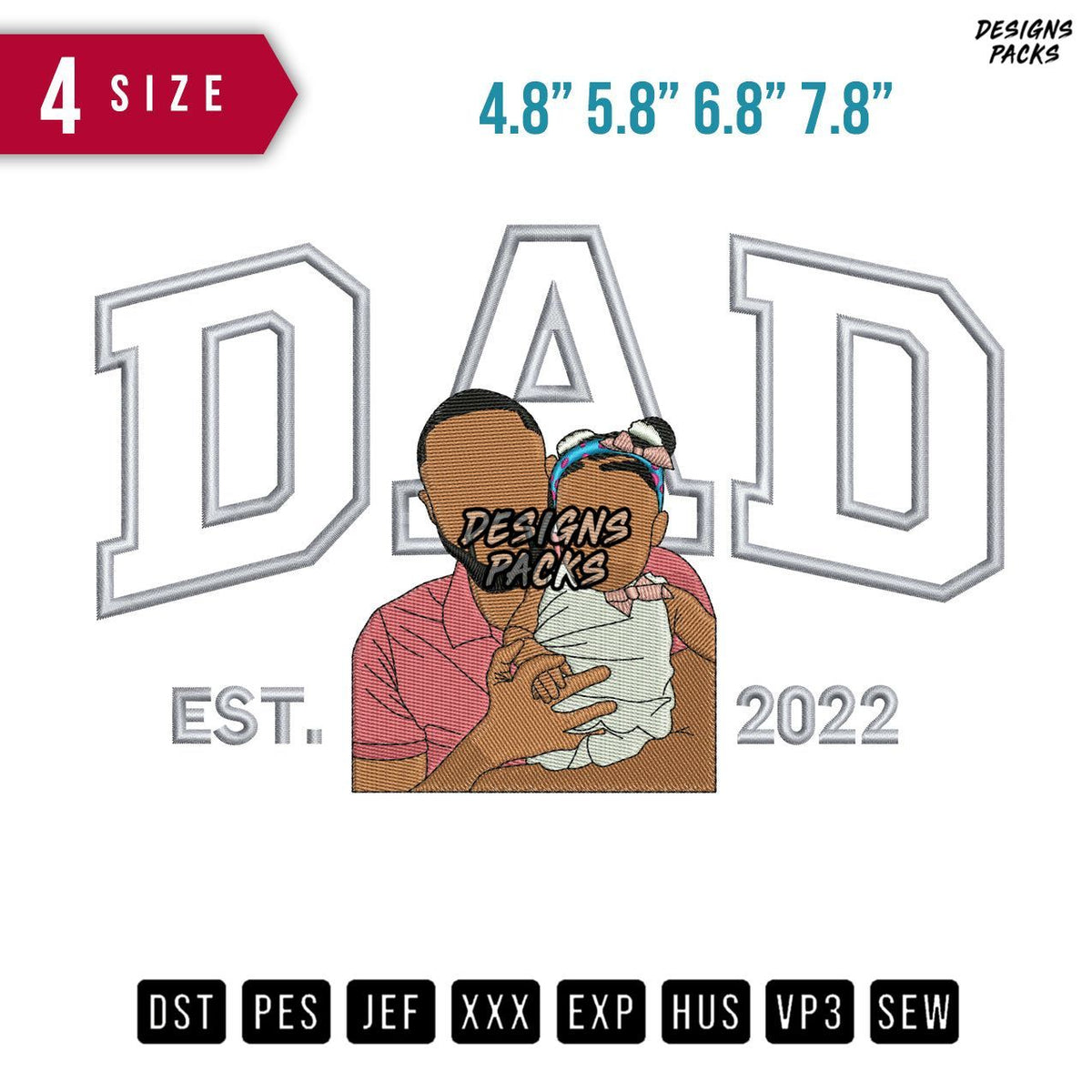 Dad Carry Daughter B Embroidery Design