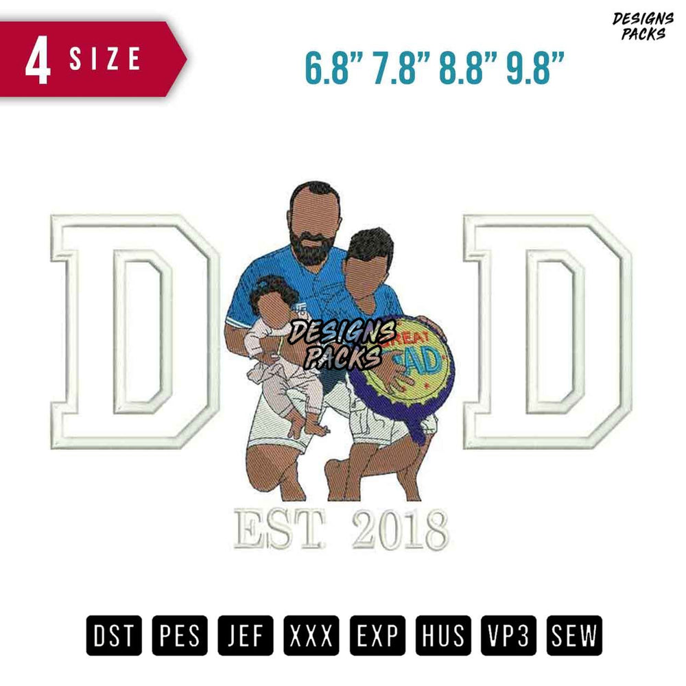 Dad Family Sitting Embroidery Design