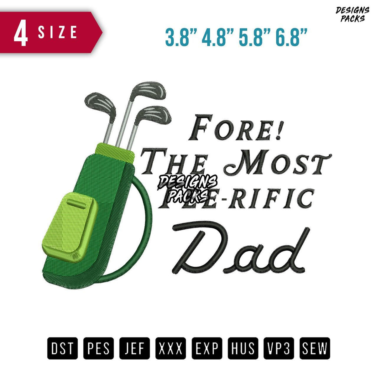Dad Golf Embroidery Design