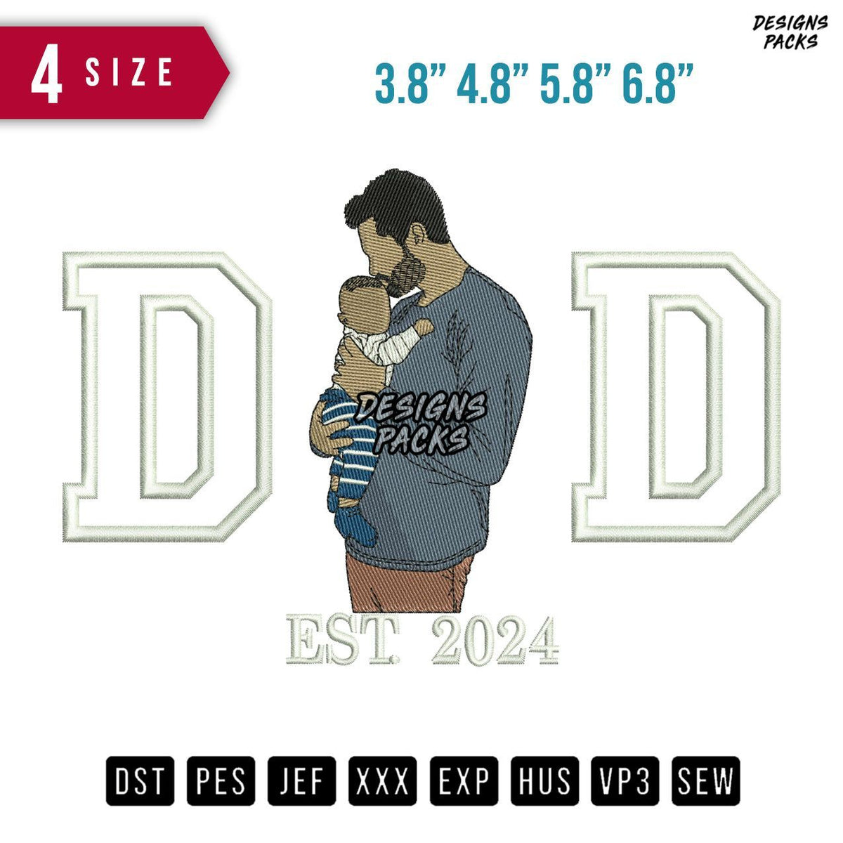Dad Huge Child B Embroidery Design