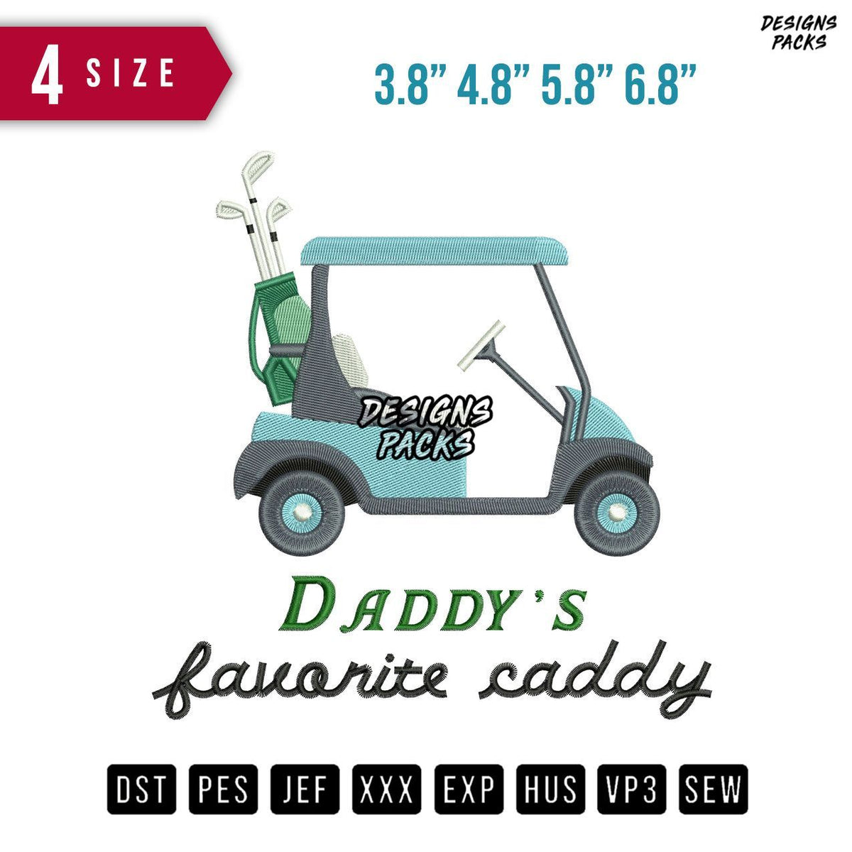 Daddy Golf Caddy Embroidery Design