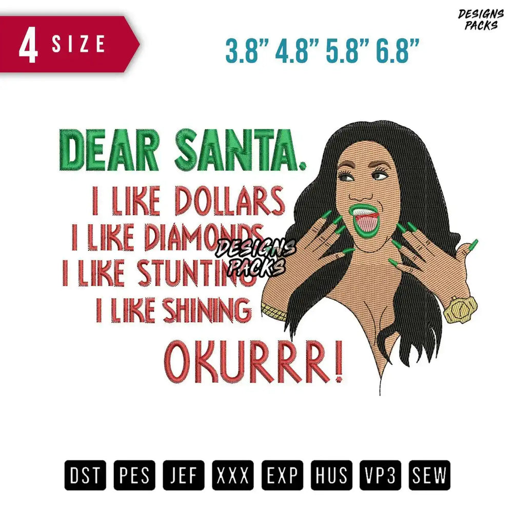 Dear Santa Embroidery Design