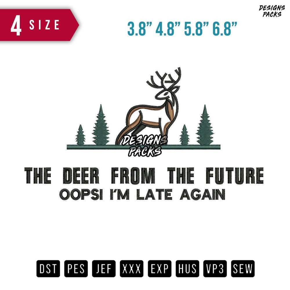 Deer From The Future Embroidery Design