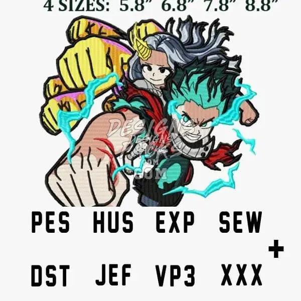 Deku Izuku Midoriya Punch Anime Embroidery Design designspacks