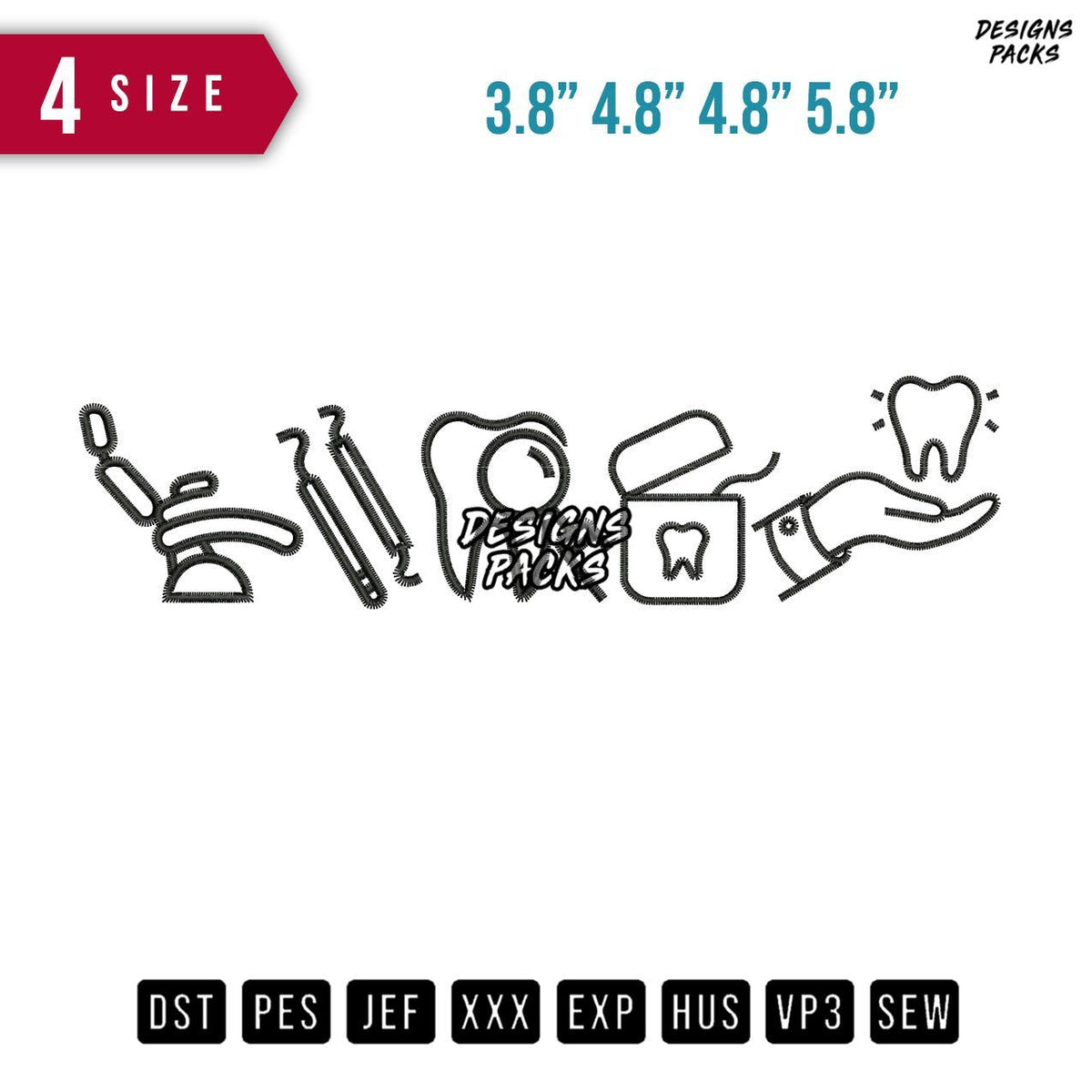 Dental Icon Embroidery Design