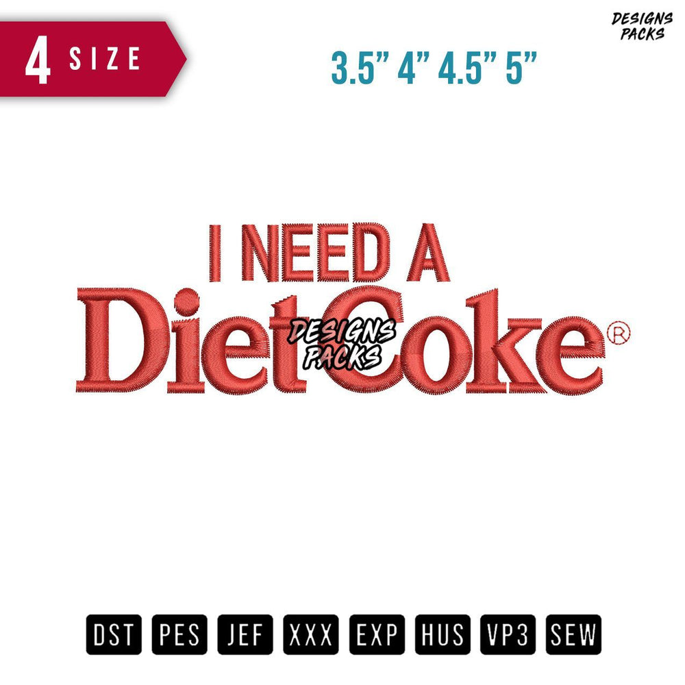Diet Coke Embroidery Design