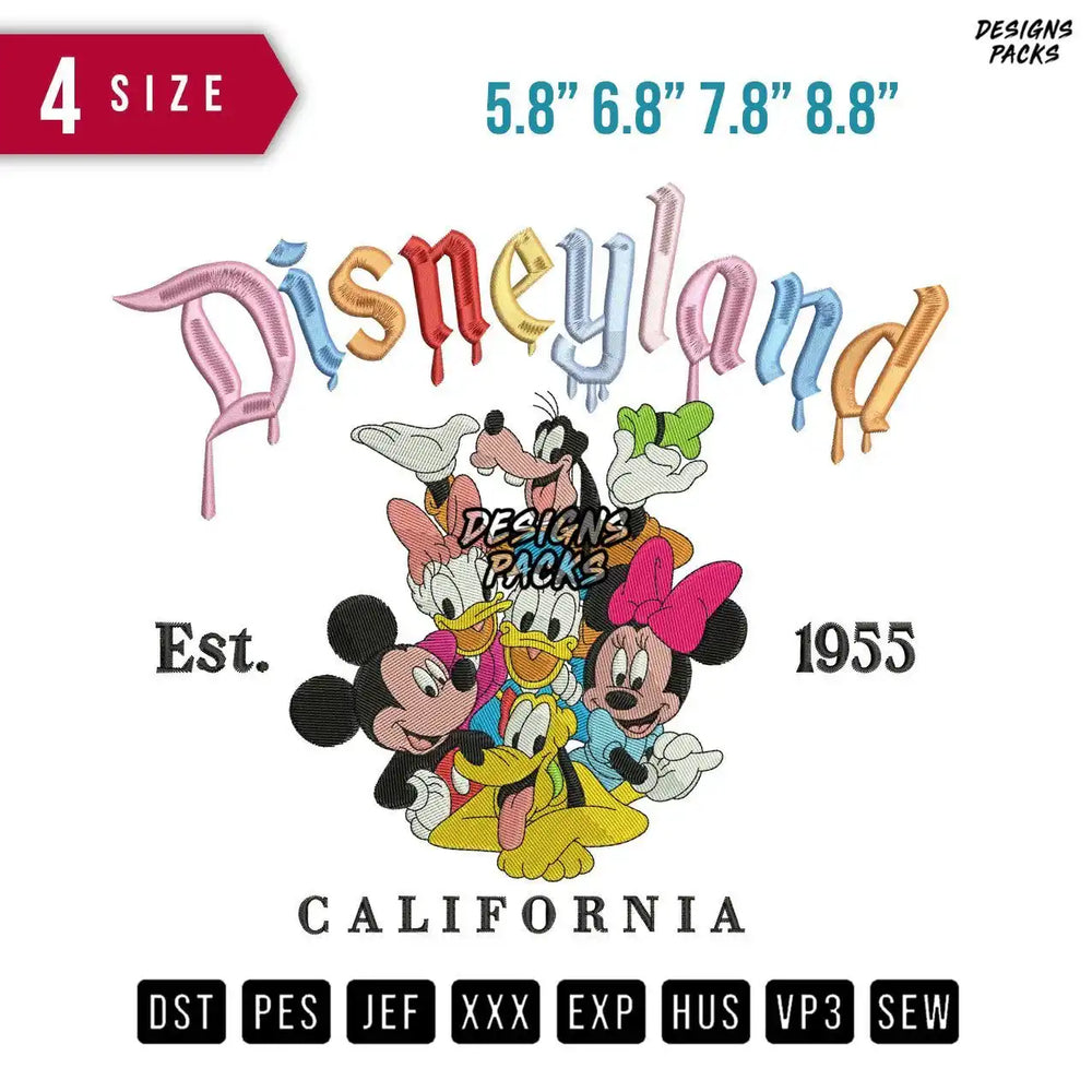 Disneyland Goofy and Friends Embroidery Design