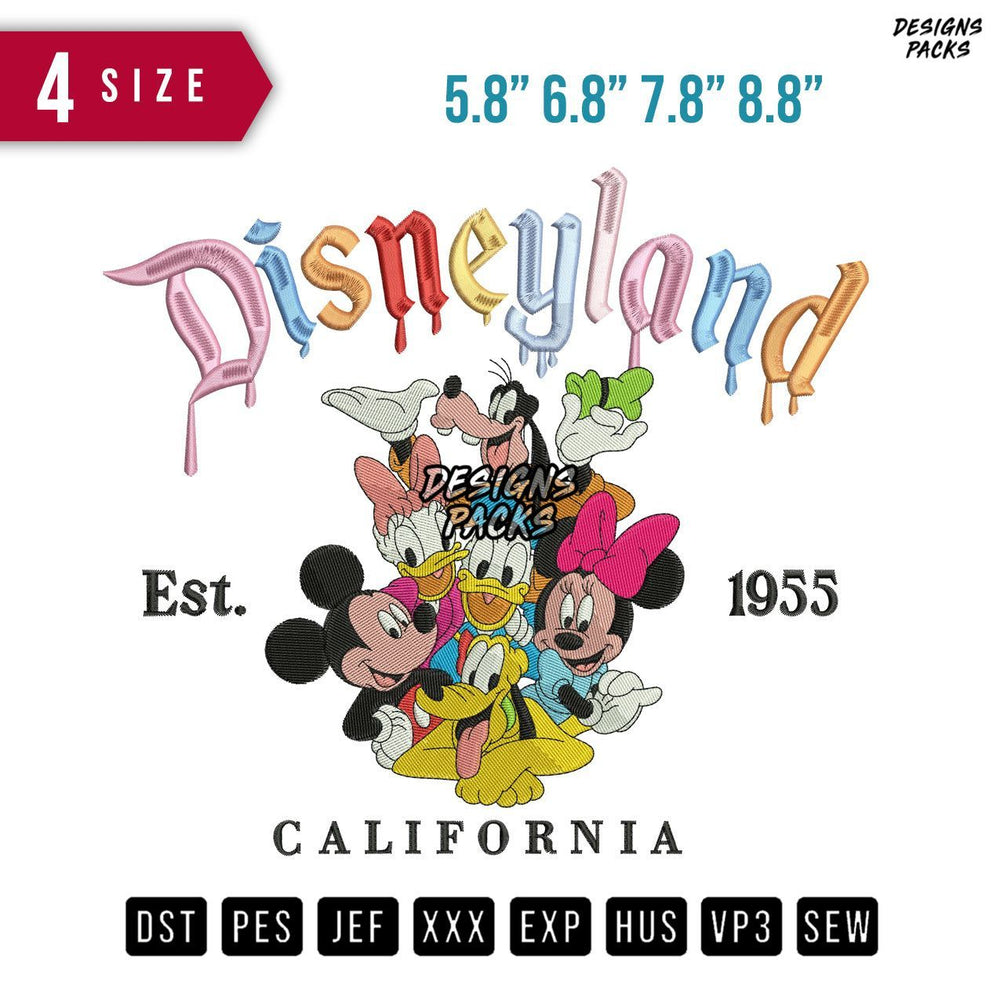 Disneyland Goofy and Friends Embroidery Design