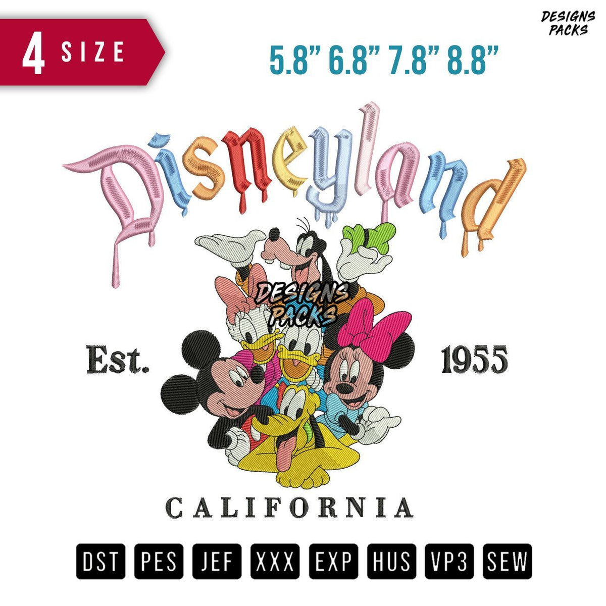 Disneyland Goofy and Friends Embroidery Design