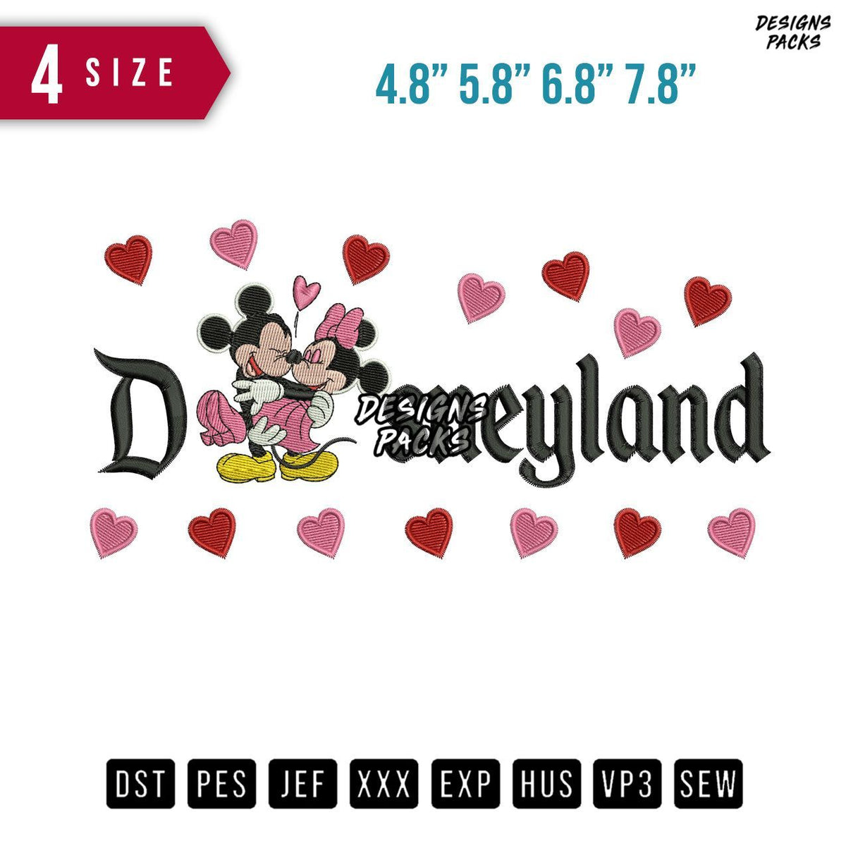 Disneyland Minnie Mickey Embroidery Design