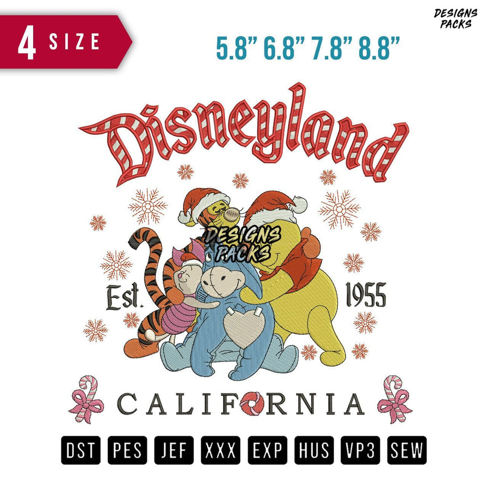 Disneyland Pooh And Friend Christ B Embroidery Design