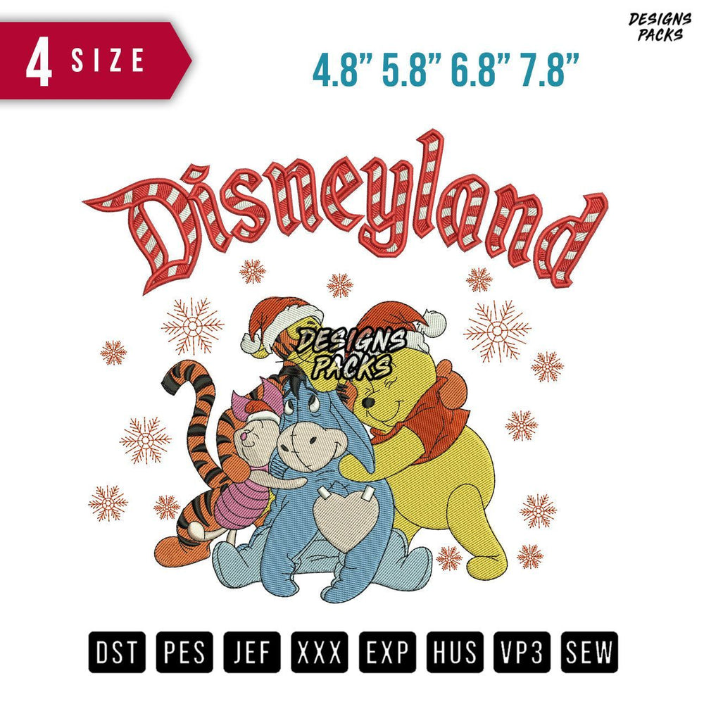 Disneyland Pooh And Friend Christ Embroidery Design