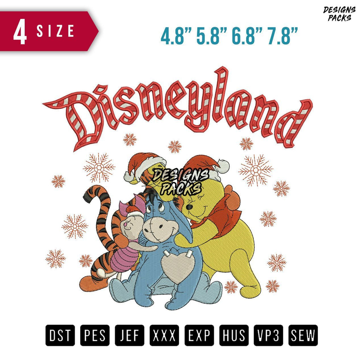 Disneyland Pooh And Friend Christ Embroidery Design