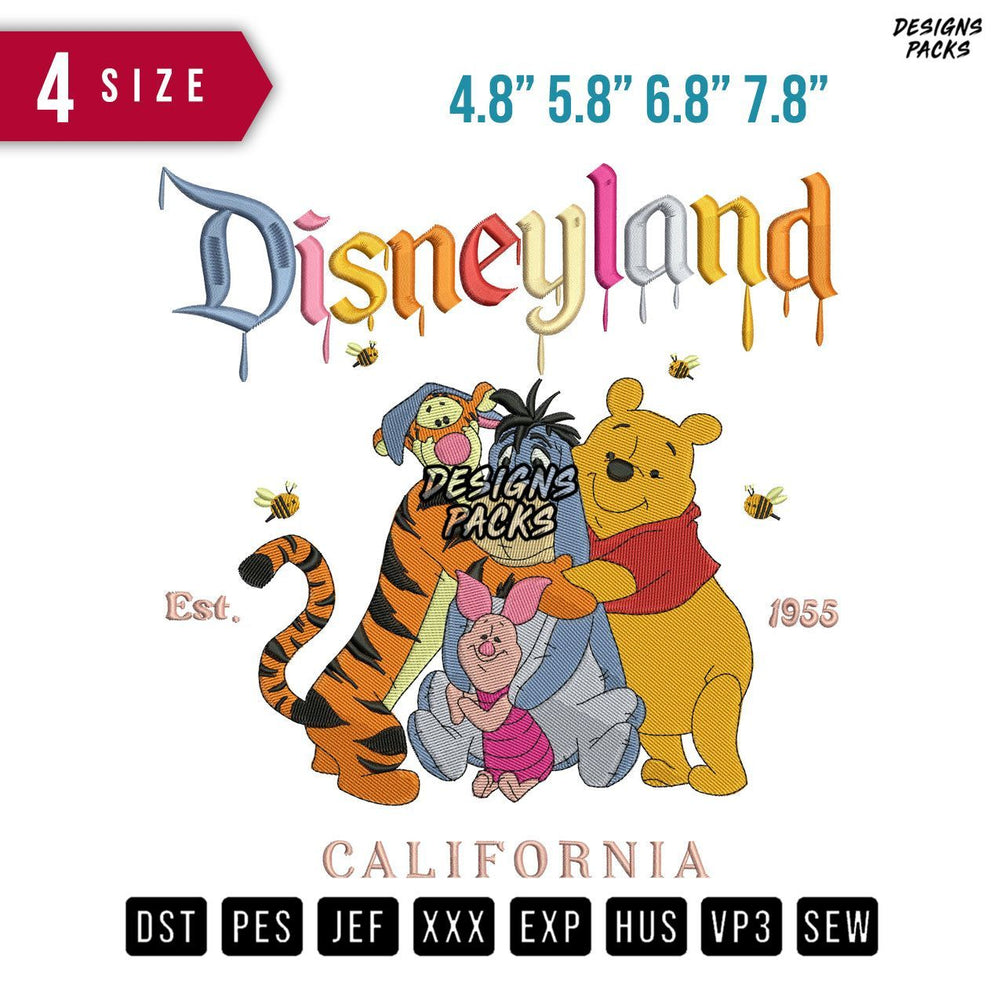 Disneyland Pooh And Friends B Embroidery Design