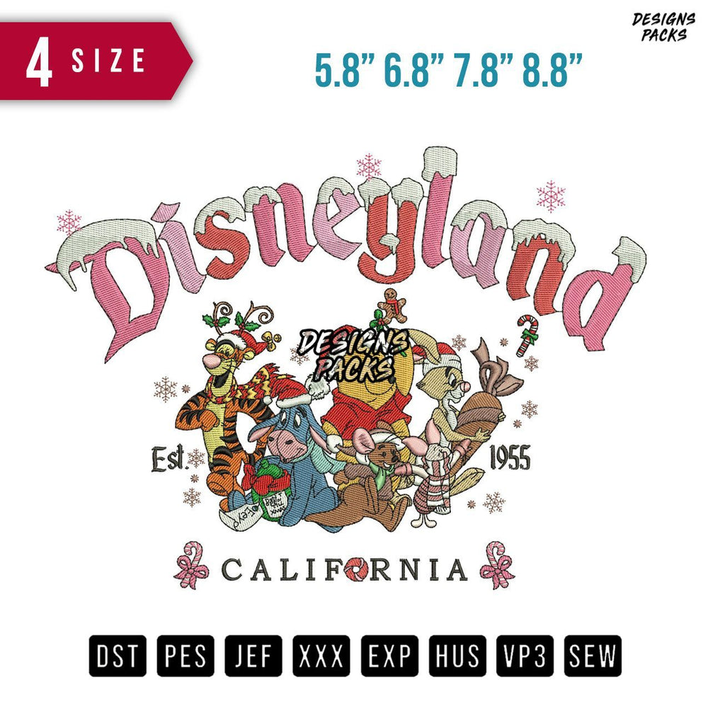 Disneyland Pooh And Friends Embroidery Design