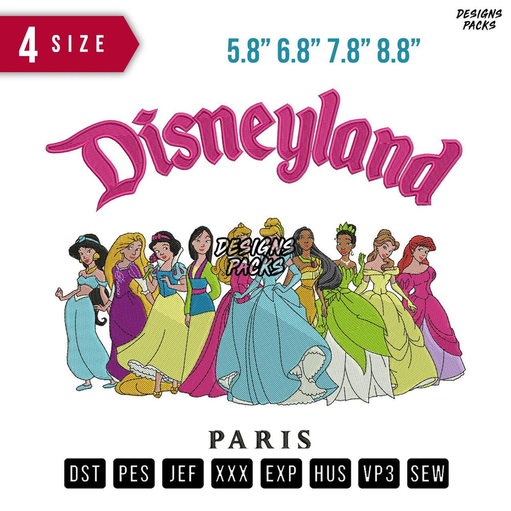 Disneyland Princess Embroidery Design