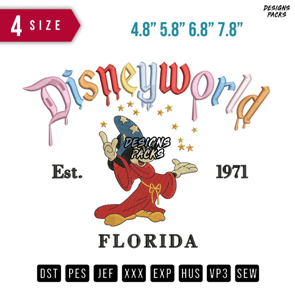 Disneyworld Florida Embroidery Design