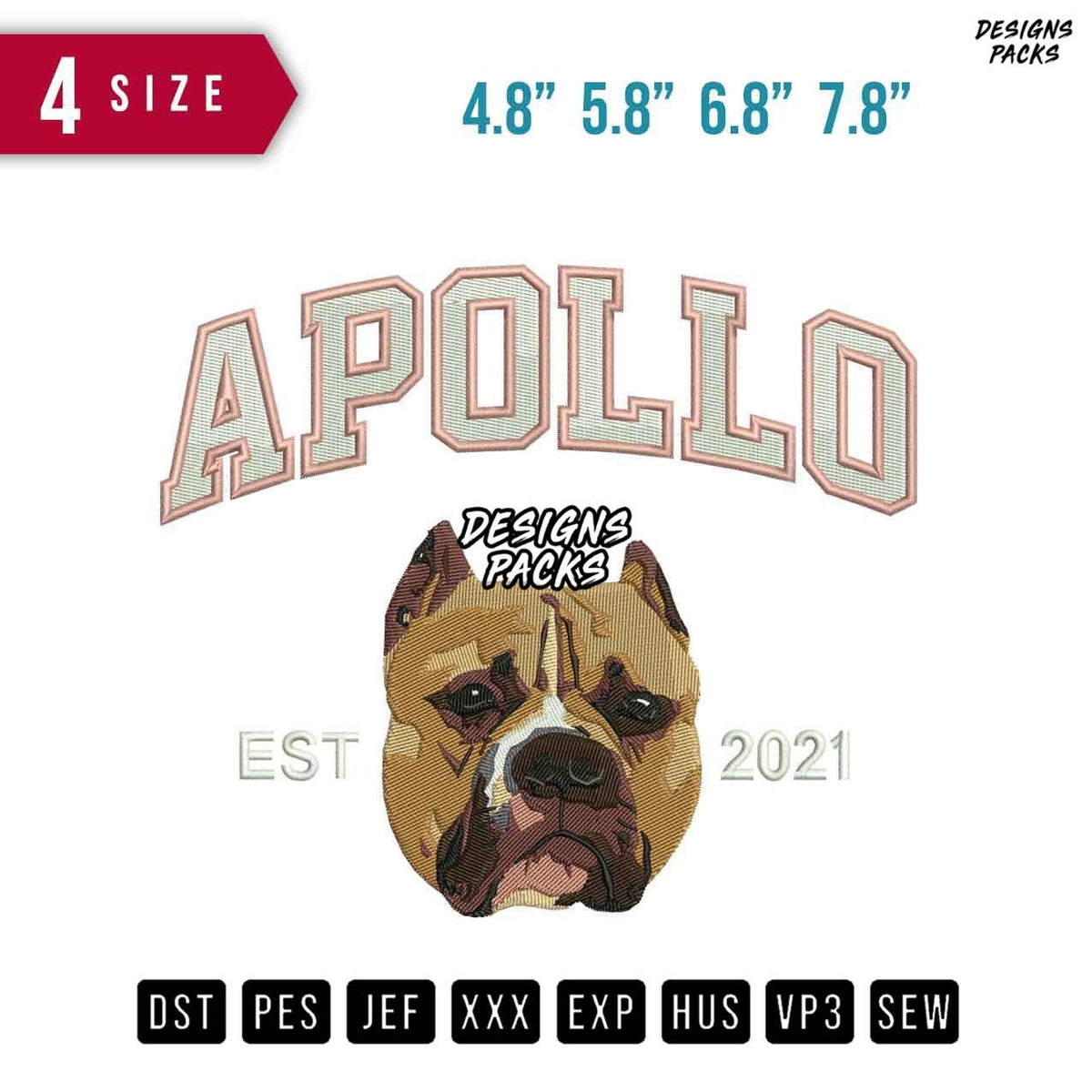 Dog Apollo Embroidery Design