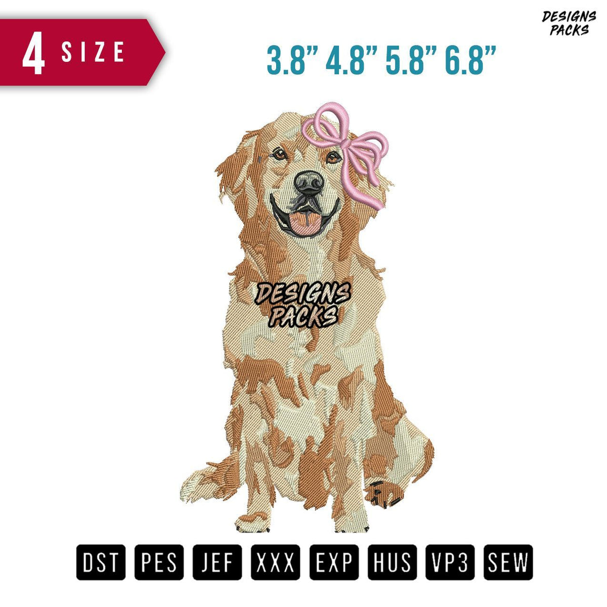 Dog Bandana Ribbon Embroidery Design