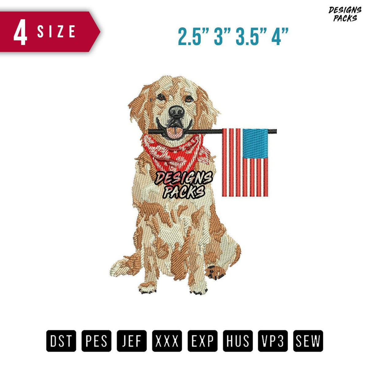 Dog Bandanna Flag Embroidery Design