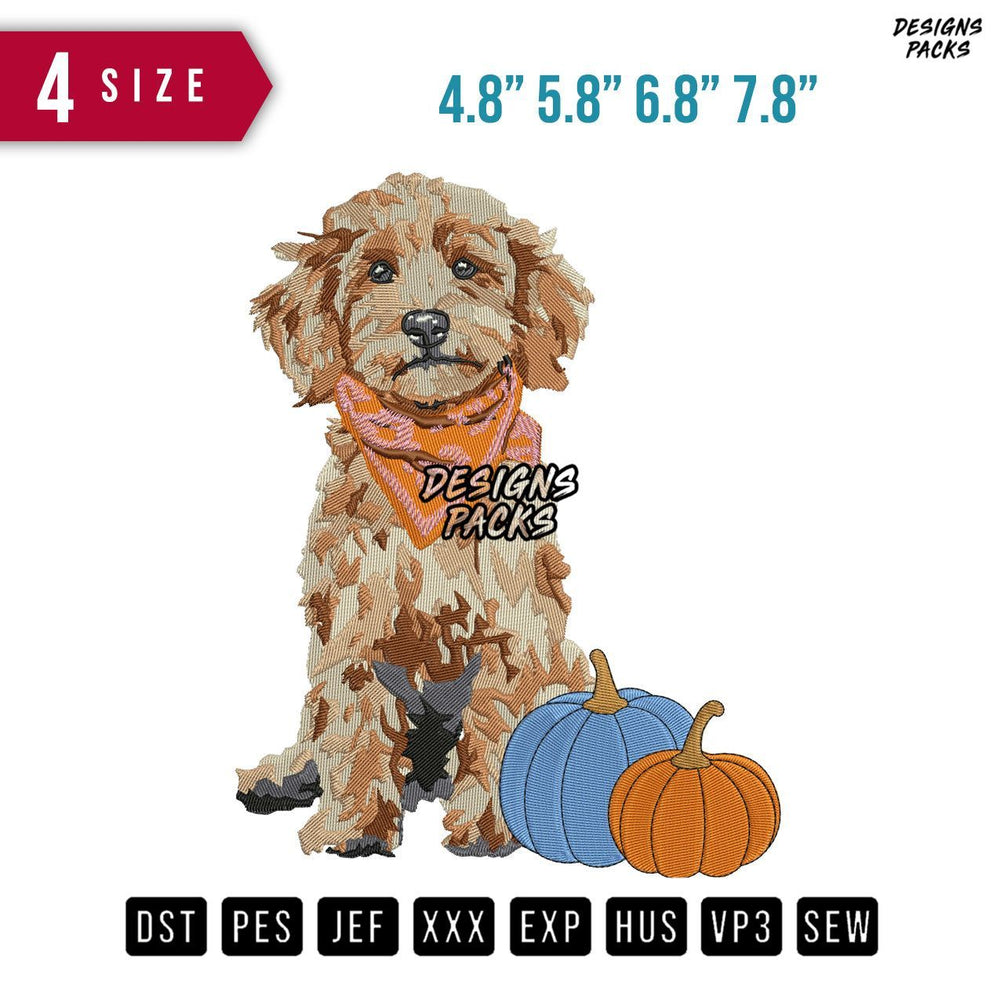 Dog Bandanna Pumpkins Embroidery Design