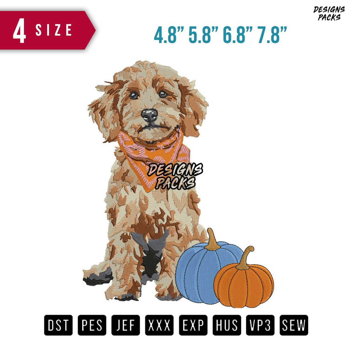 Dog Bandanna Pumpkins Embroidery Design