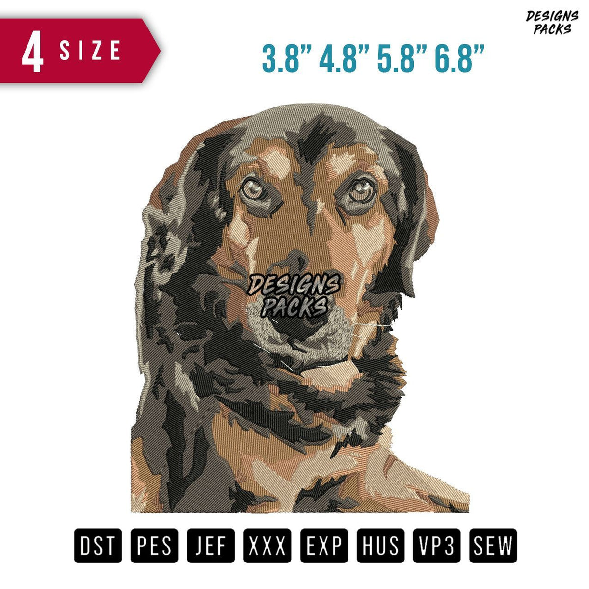 Dog Black Brown Embroidery Design