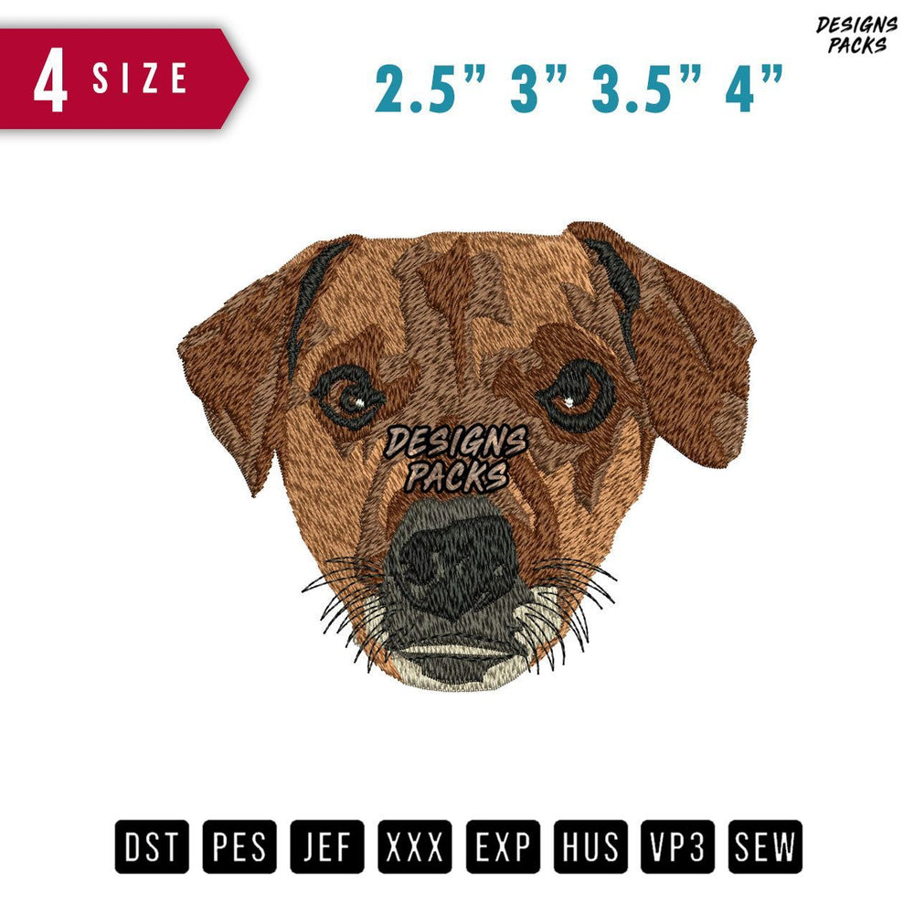 Dog Brown Face A Embroidery Design
