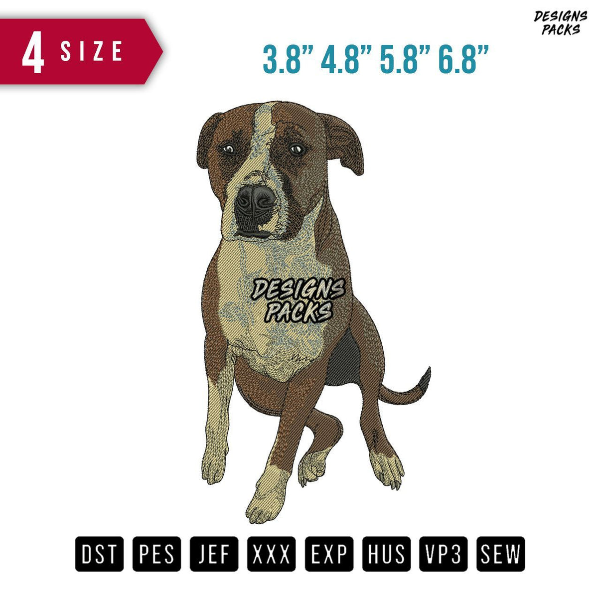 Dog Brown Embroidery Design