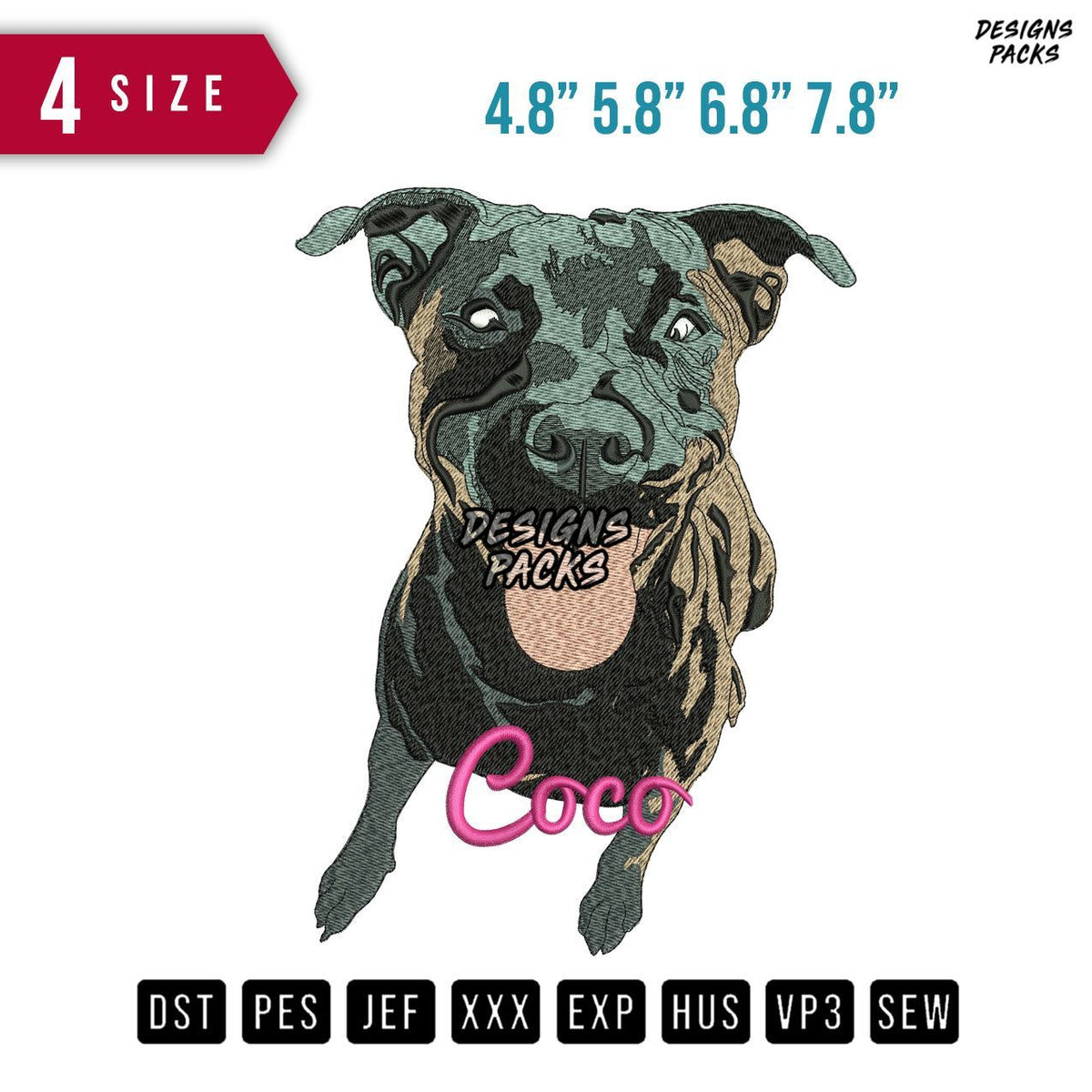 Dog Coco Embroidery Design