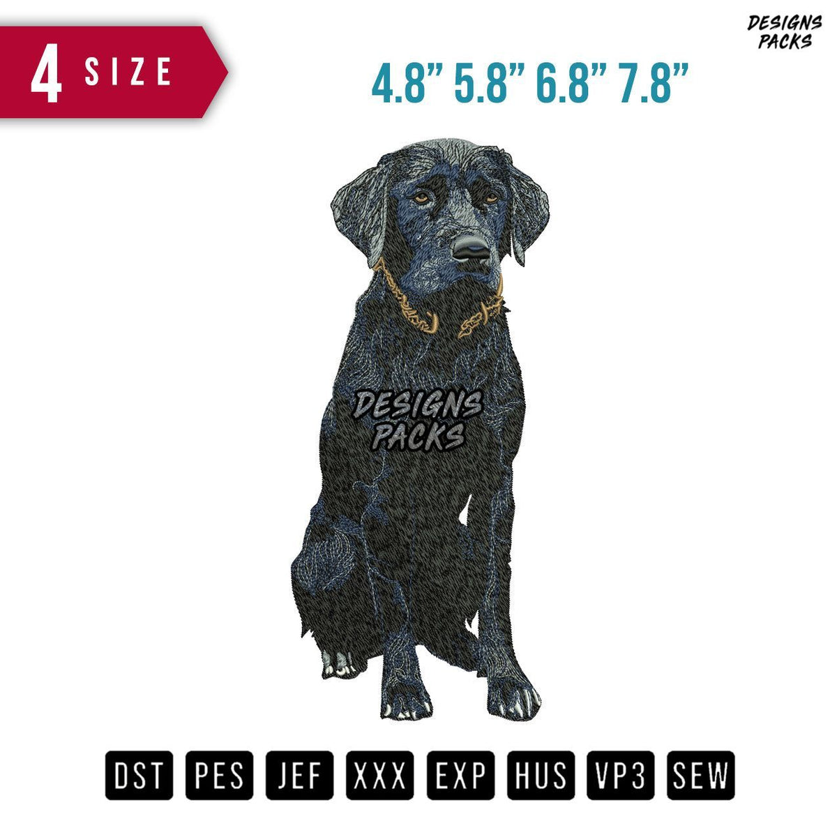Dog Dark Blues Embroidery Design