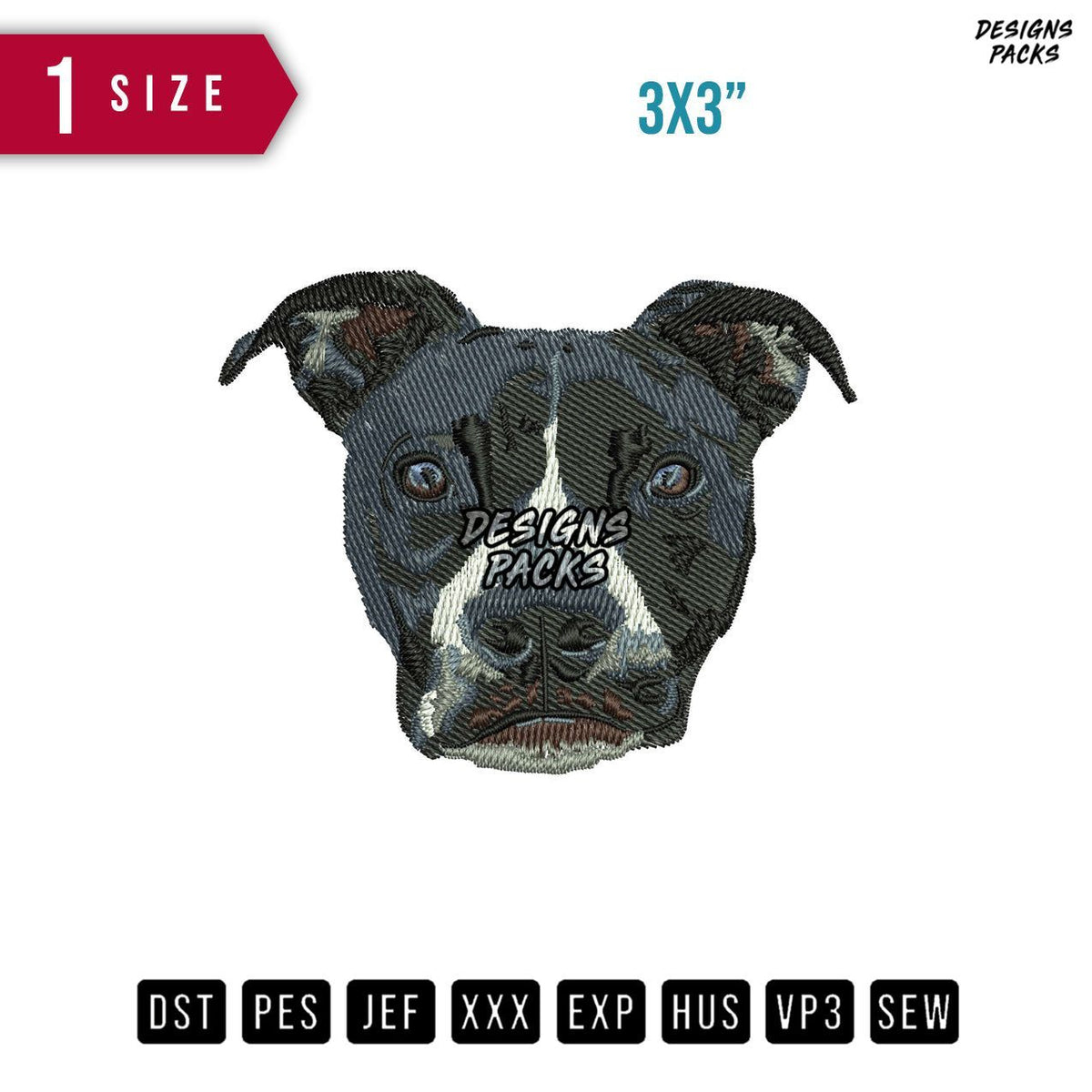 Dog Face AB Embroidery Design