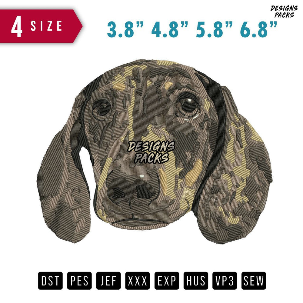 Dog Face Brown Embroidery Design