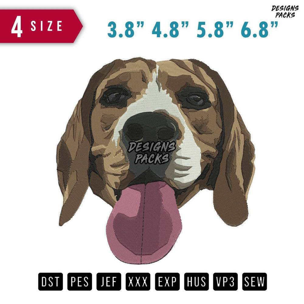 Dog Face Tongue Embroidery Design