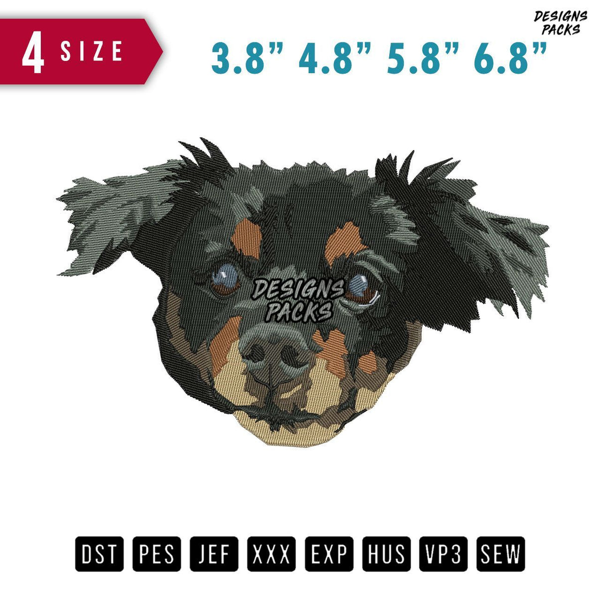 Dog Face Embroidery Design