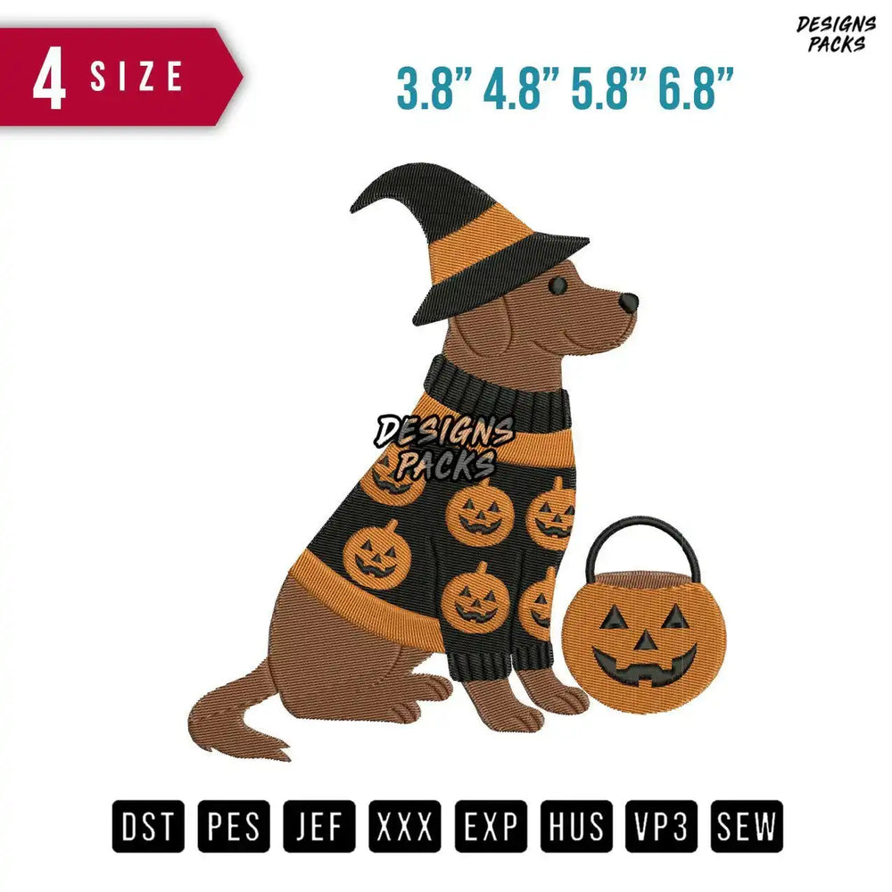 Dog Halloween C Embroidery Design