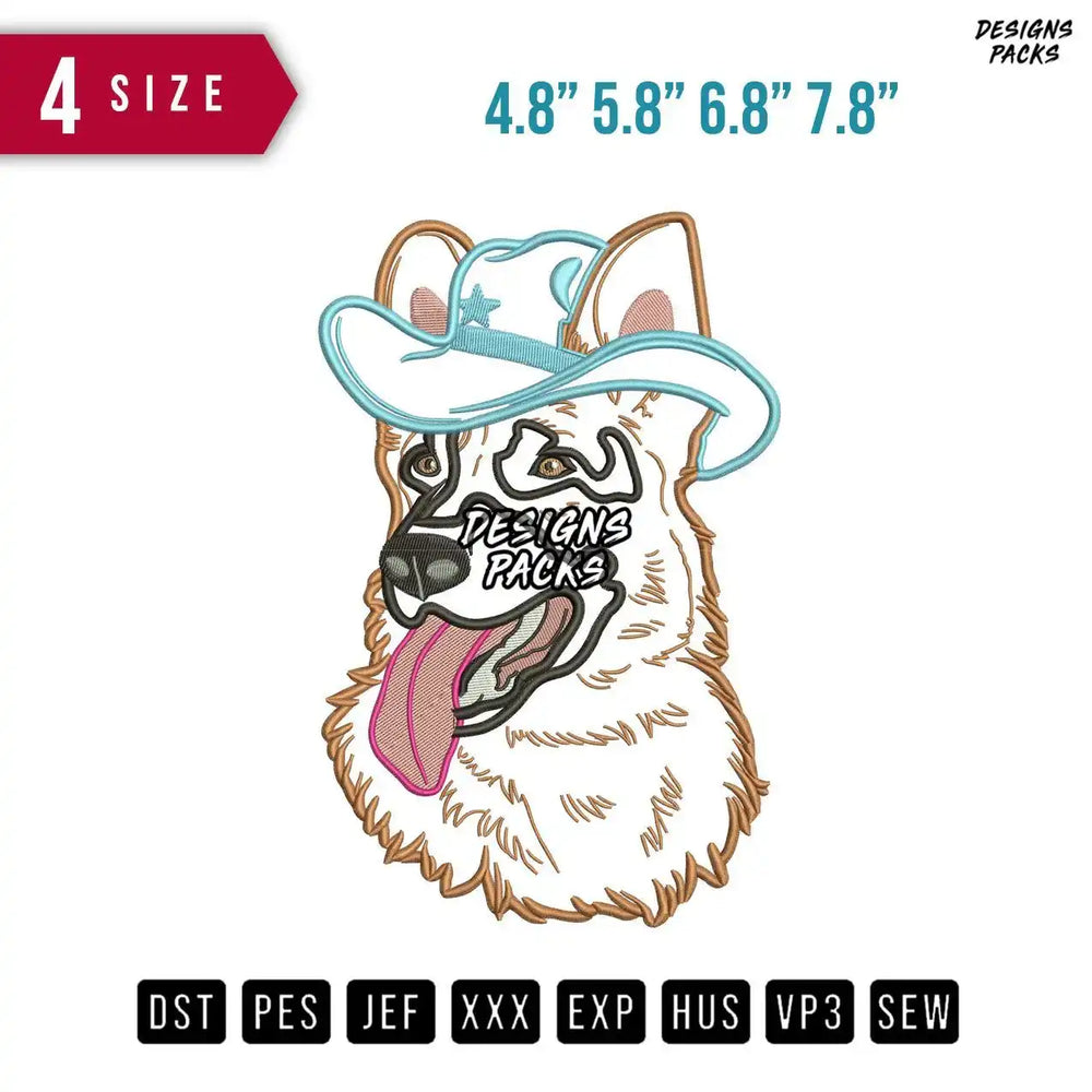Dog Hat Applique Embroidery Design