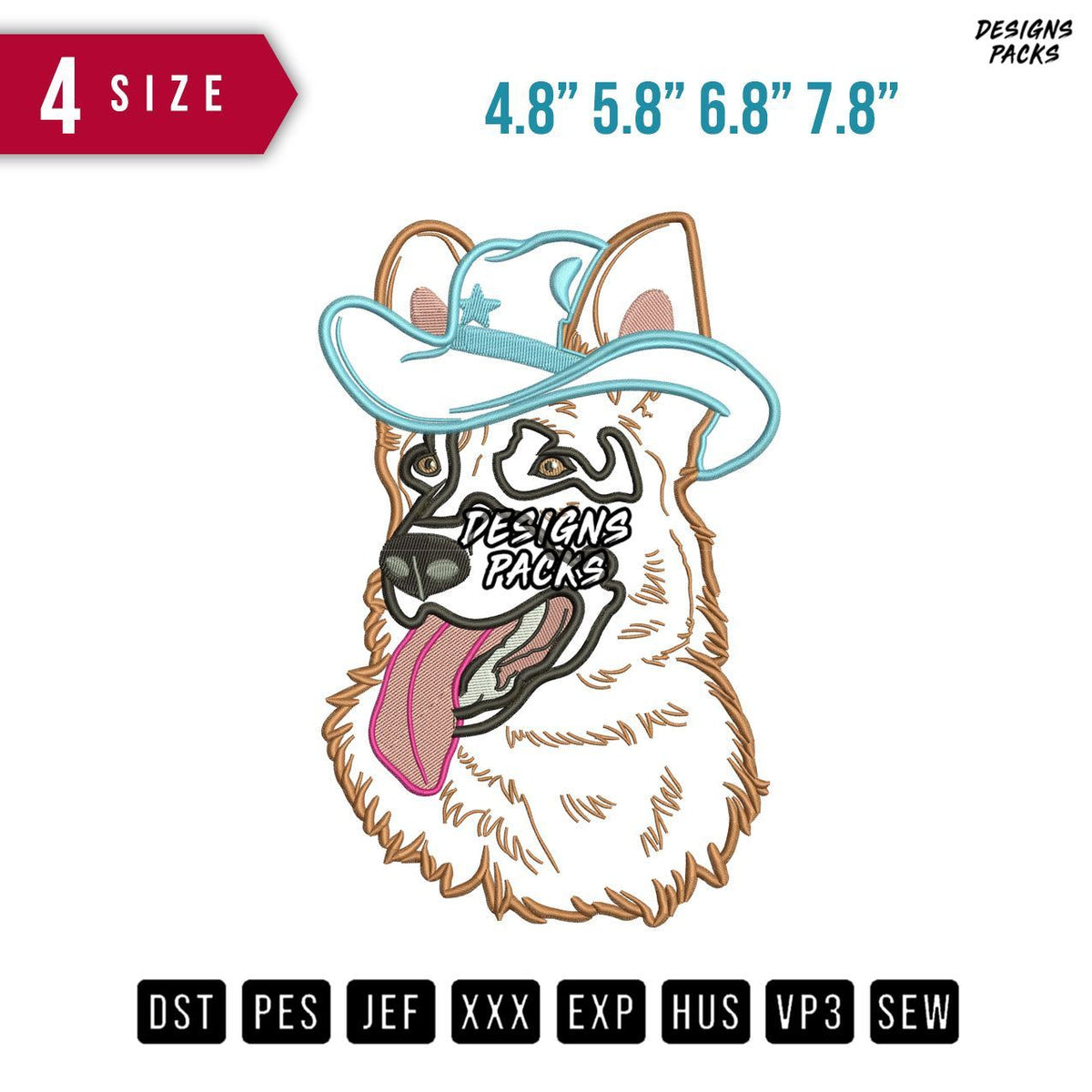 Dog Hat Applique Embroidery Design